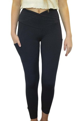 PREORDER Cross Waist Pocket Leggings in Multiple Colors