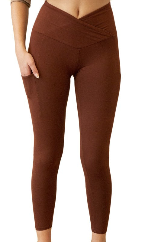 PREORDER Cross Waist Pocket Leggings in Multiple Colors