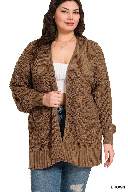 Brown Waffle Cardigan