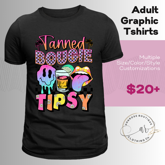 Tanned Bougie Tipsy Graphic T-Shirt