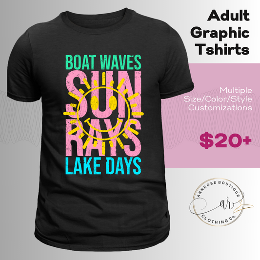 Boat Sun Lake Graphic T-Shirt