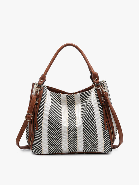 Black And White Stripped Tote - AnnRose Boutique