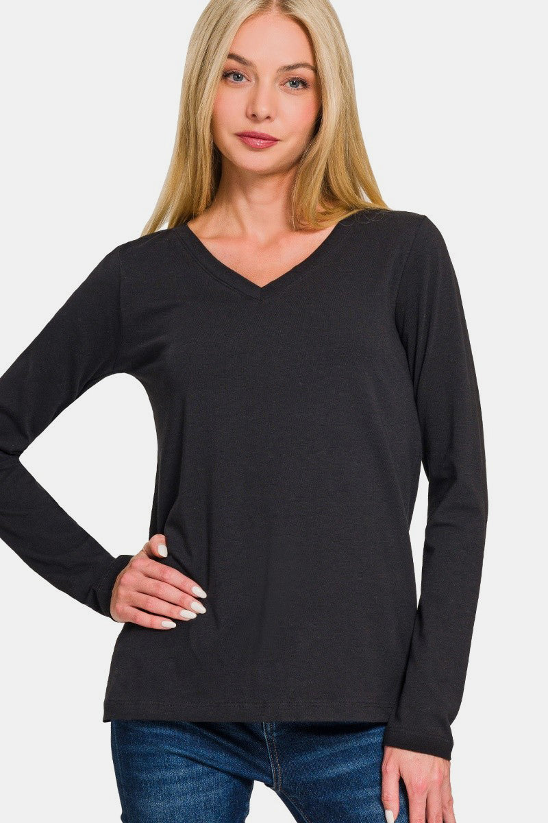 Zenana V-Neck Long Sleeve T-Shirt