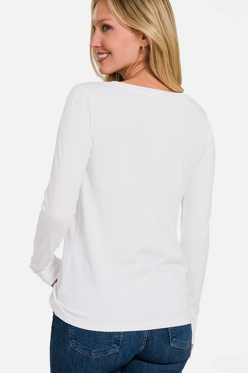 Zenana V-Neck Long Sleeve T-Shirt