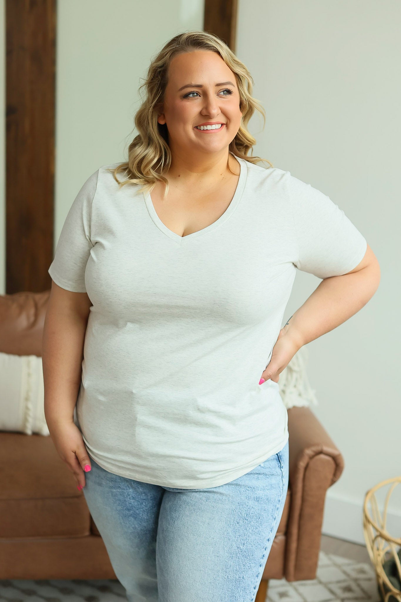 IN STOCK Olivia Tee - Oatmeal - AnnRose Boutique