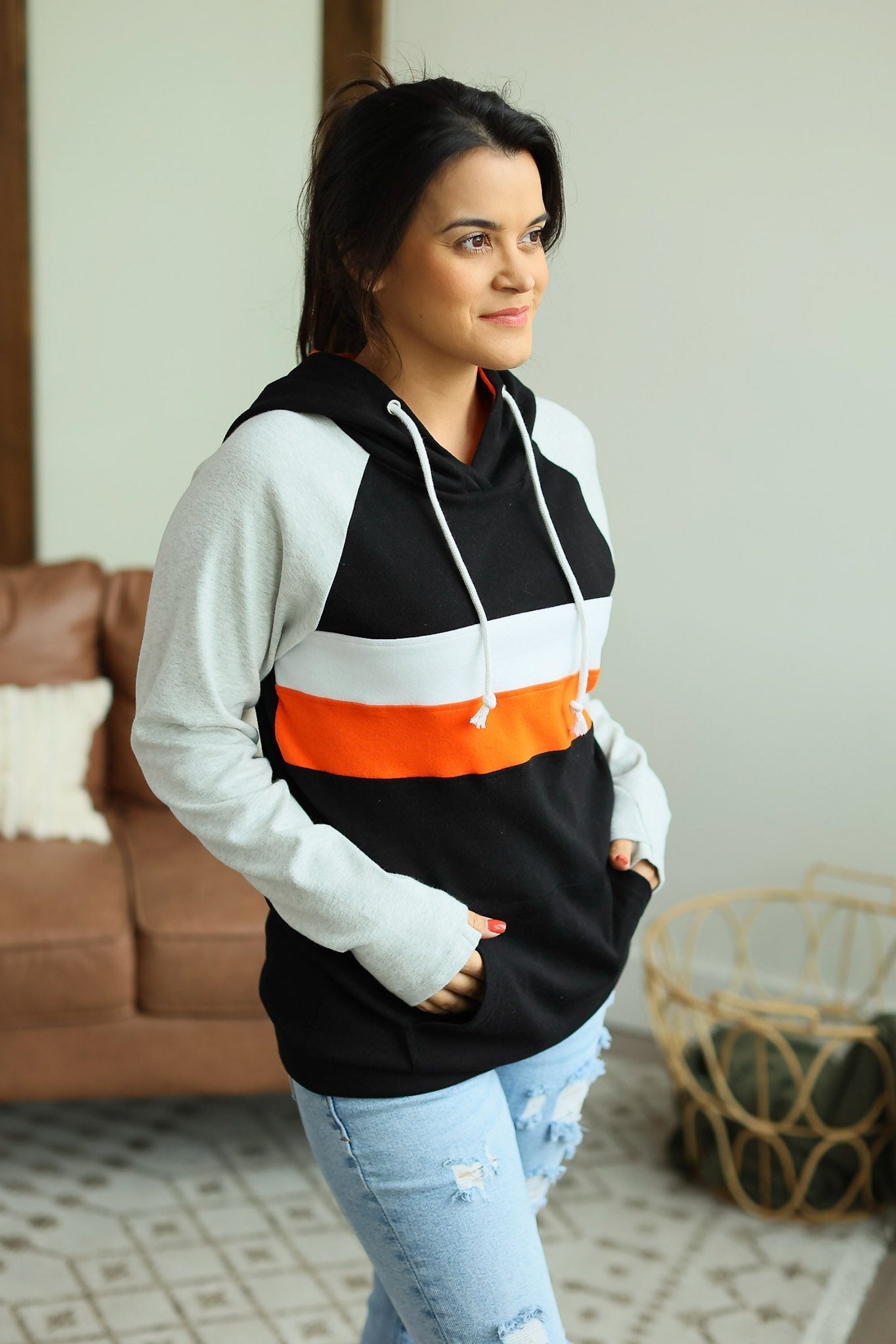 IN STOCK Ryan Hoodie - Orange and Black - AnnRose Boutique