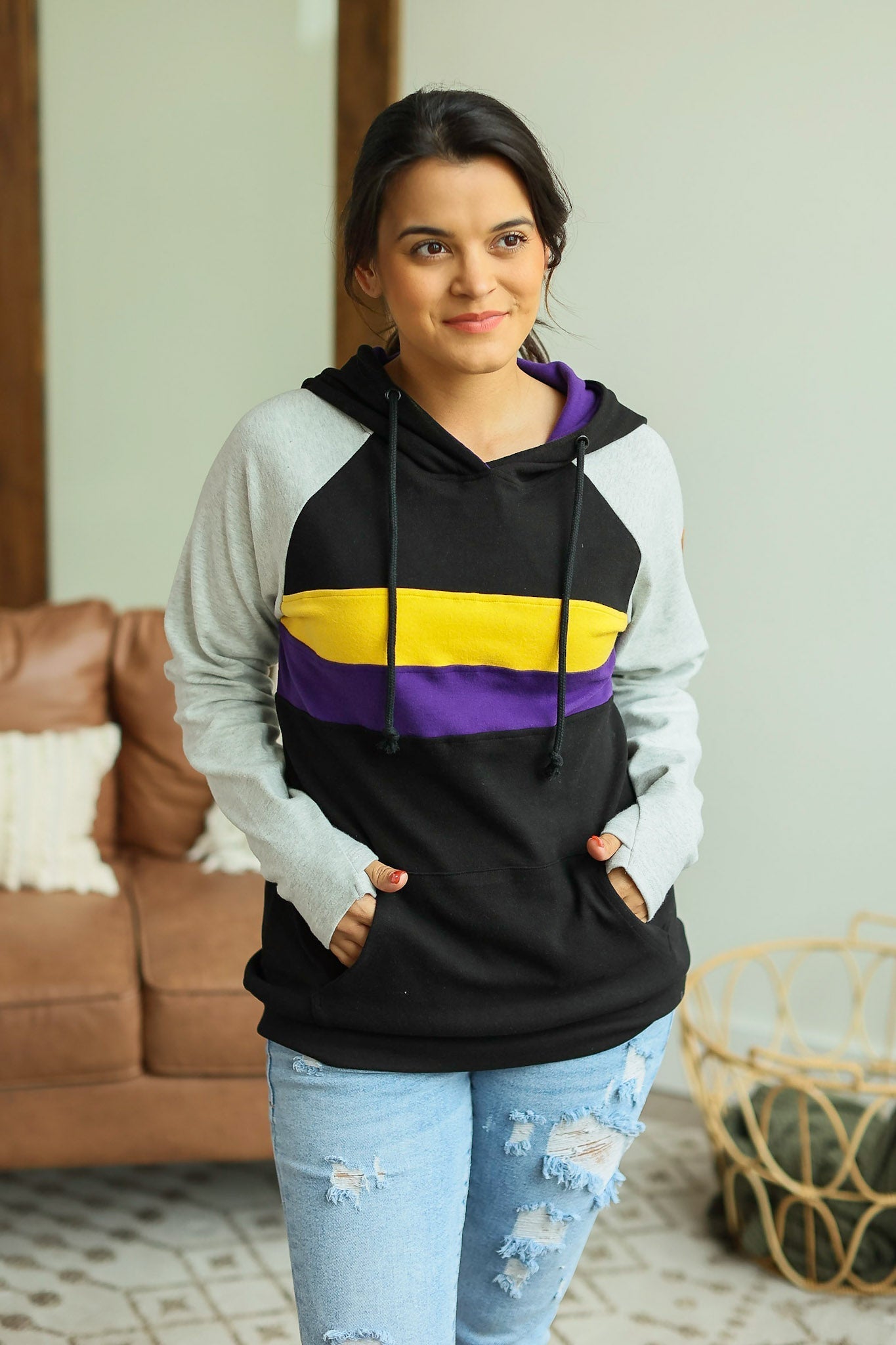 IN STOCK Ryan Hoodie - Purple and Black - AnnRose Boutique