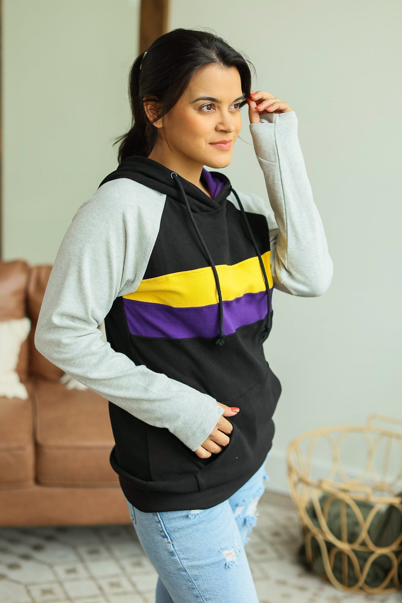 IN STOCK Ryan Hoodie - Purple and Black - AnnRose Boutique