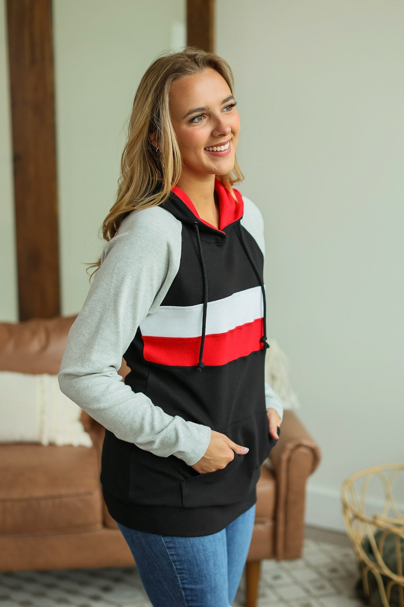 IN STOCK Ryan Hoodie - Red and Black - AnnRose Boutique