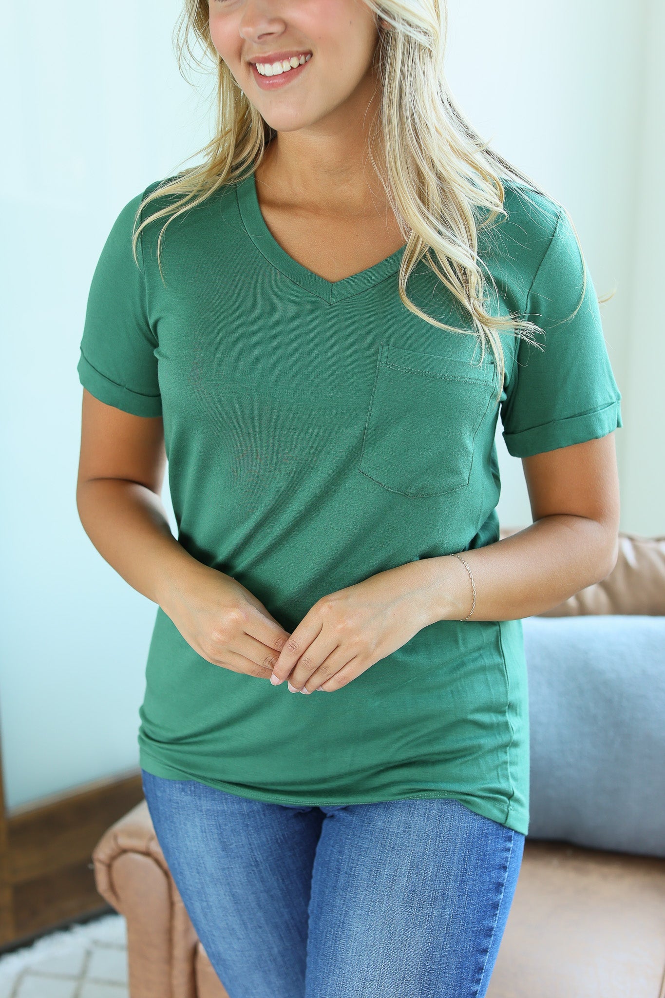 Pocket Tee - Forest Green - AnnRose Boutique