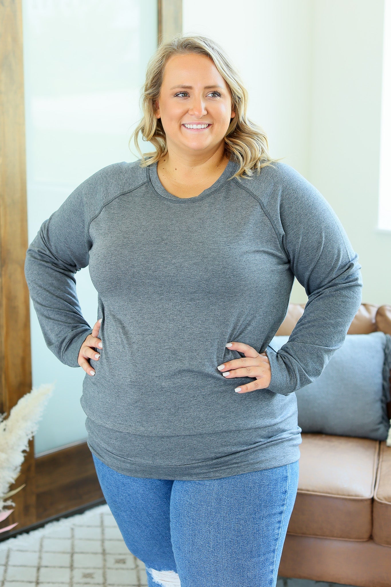 IN STOCK Kayla Lightweight Pullover - Grey - AnnRose Boutique