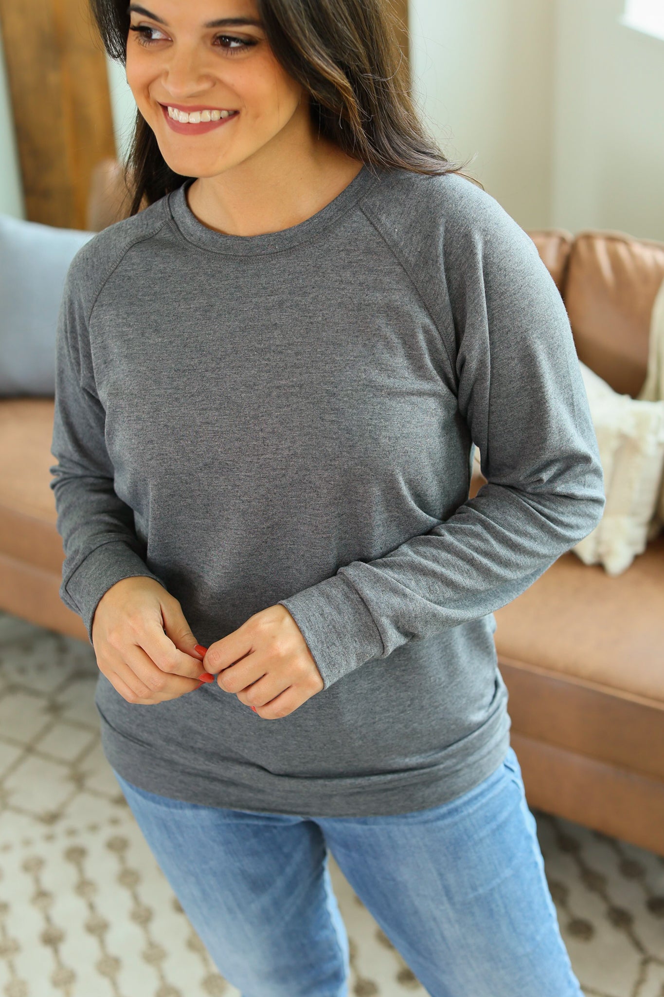 IN STOCK Kayla Lightweight Pullover - Grey - AnnRose Boutique