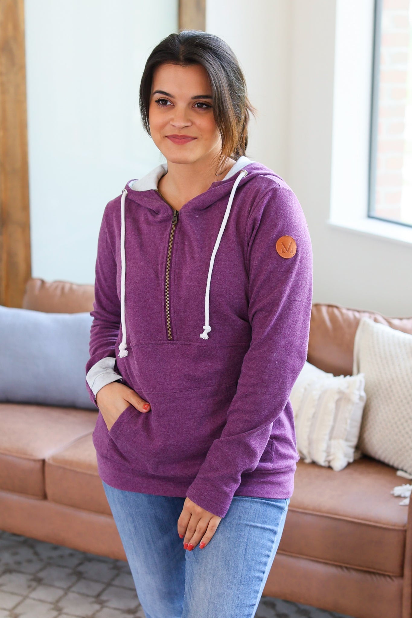 IN STOCK Classic Halfzip Hoodie - Heathered Purple - AnnRose Boutique