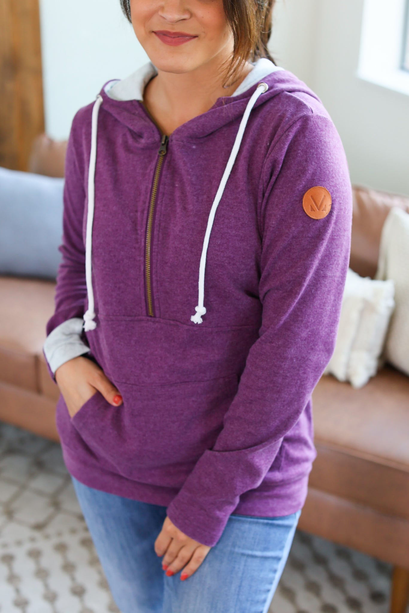 IN STOCK Classic Halfzip Hoodie - Heathered Purple - AnnRose Boutique