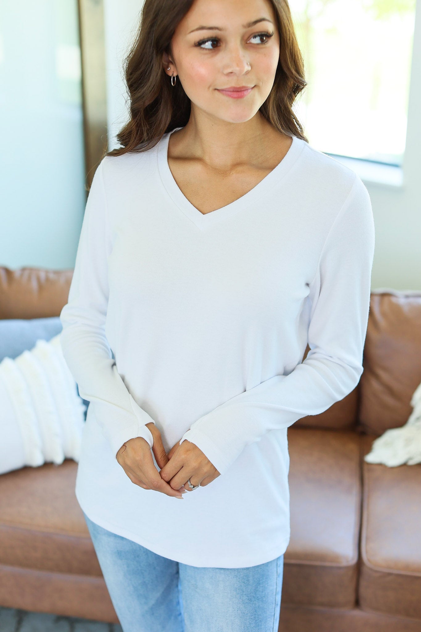Leah Long Sleeve Top - White