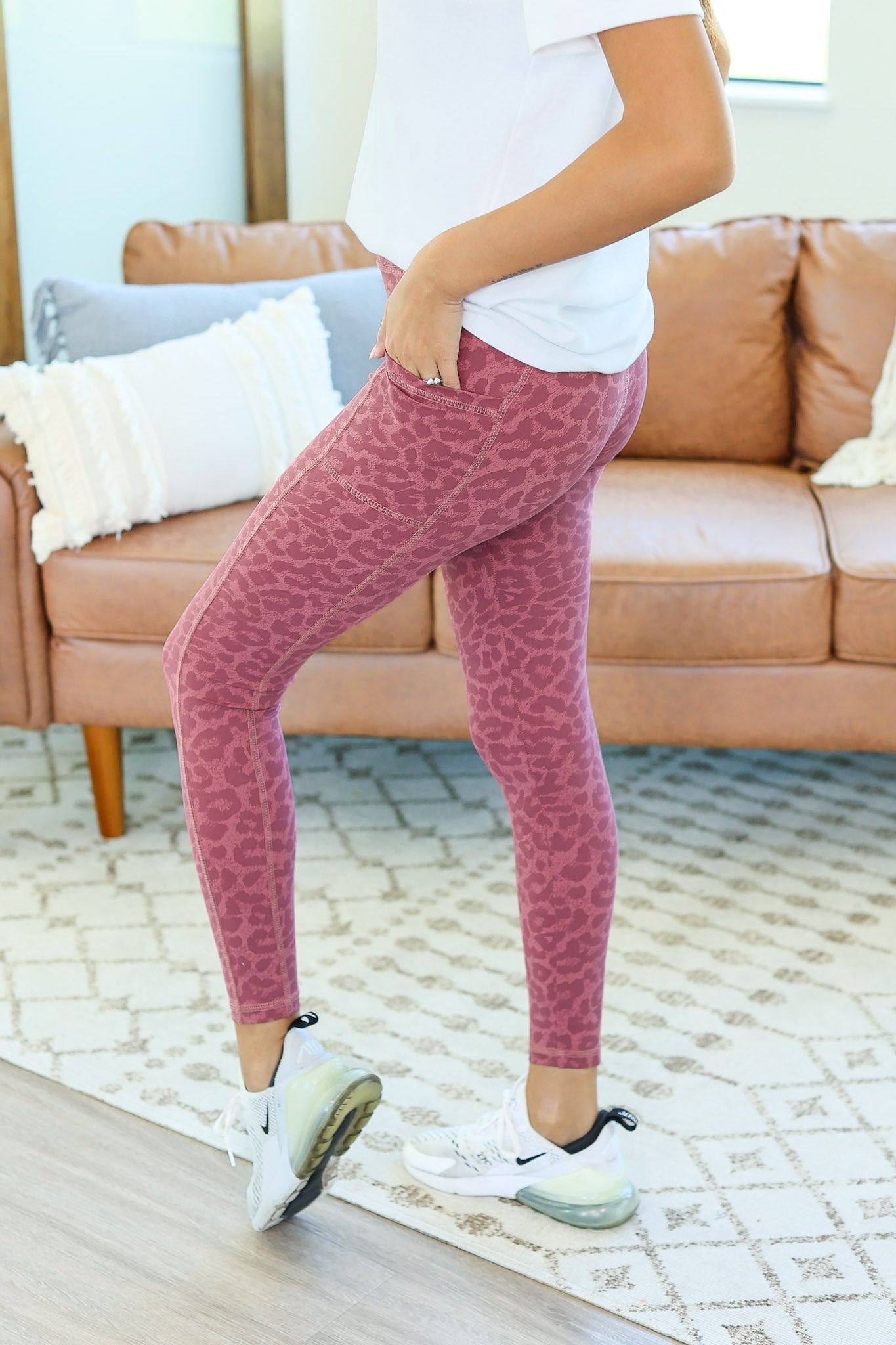 IN STOCK Athleisure Leggings - Berry Leopard - AnnRose Boutique