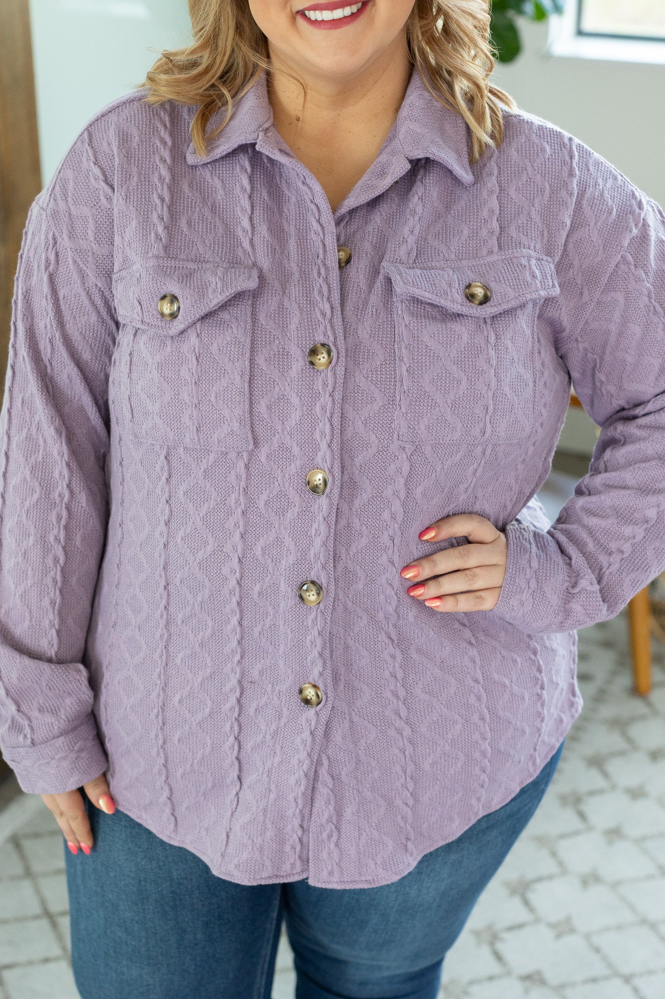 Cable Knit Jacket - Lavender