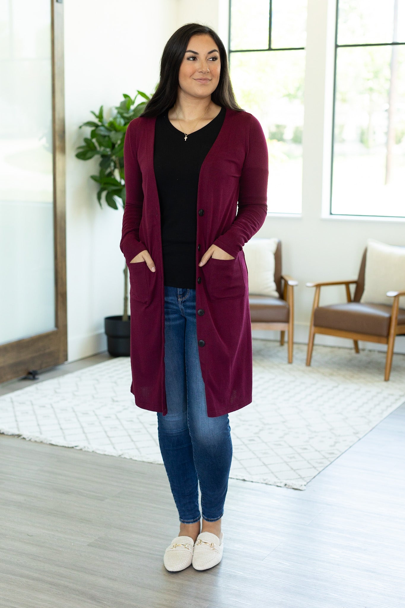 IN STOCK Colbie Cardigan - Burgundy - AnnRose Boutique