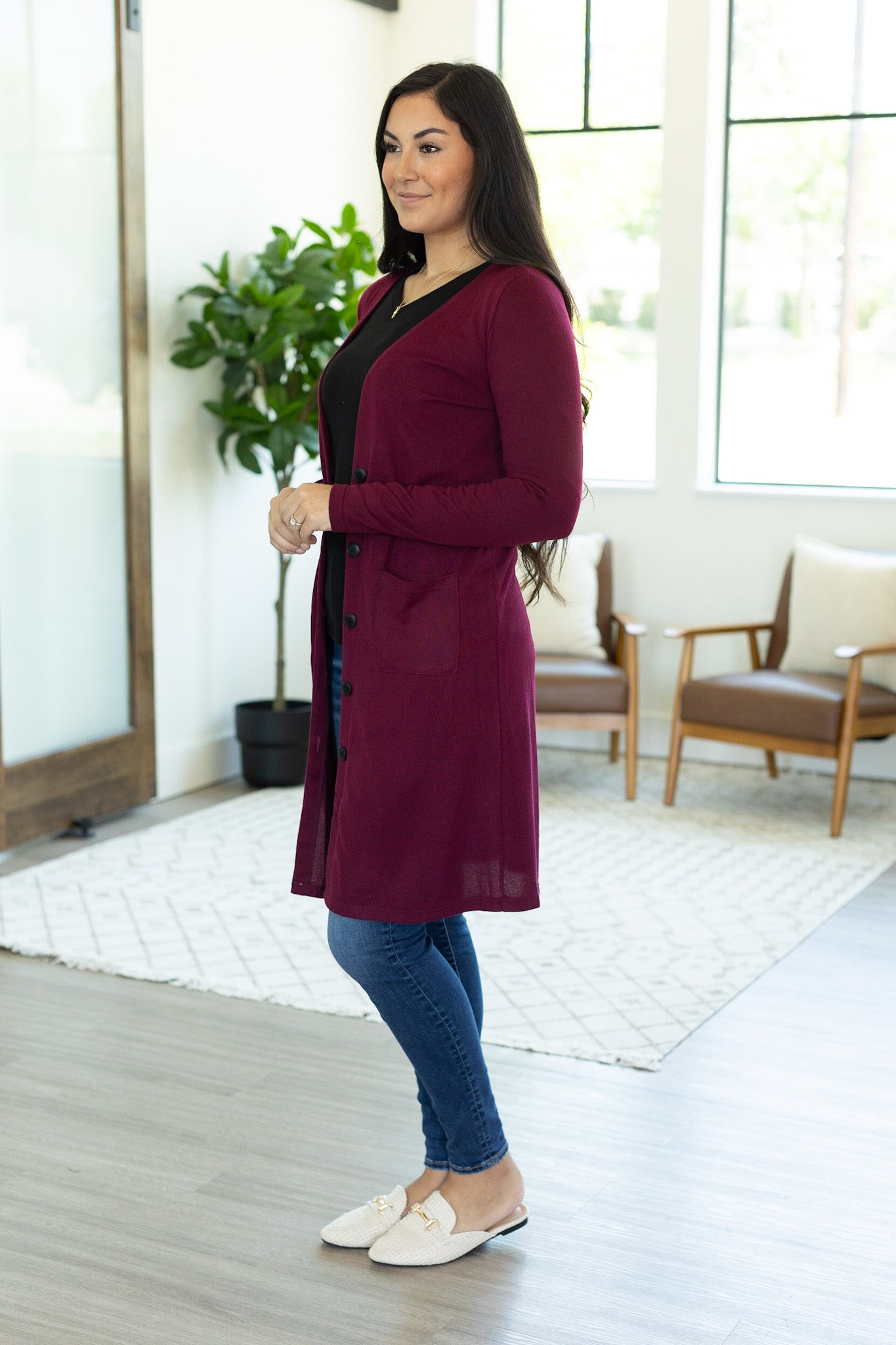 IN STOCK Colbie Cardigan - Burgundy - AnnRose Boutique