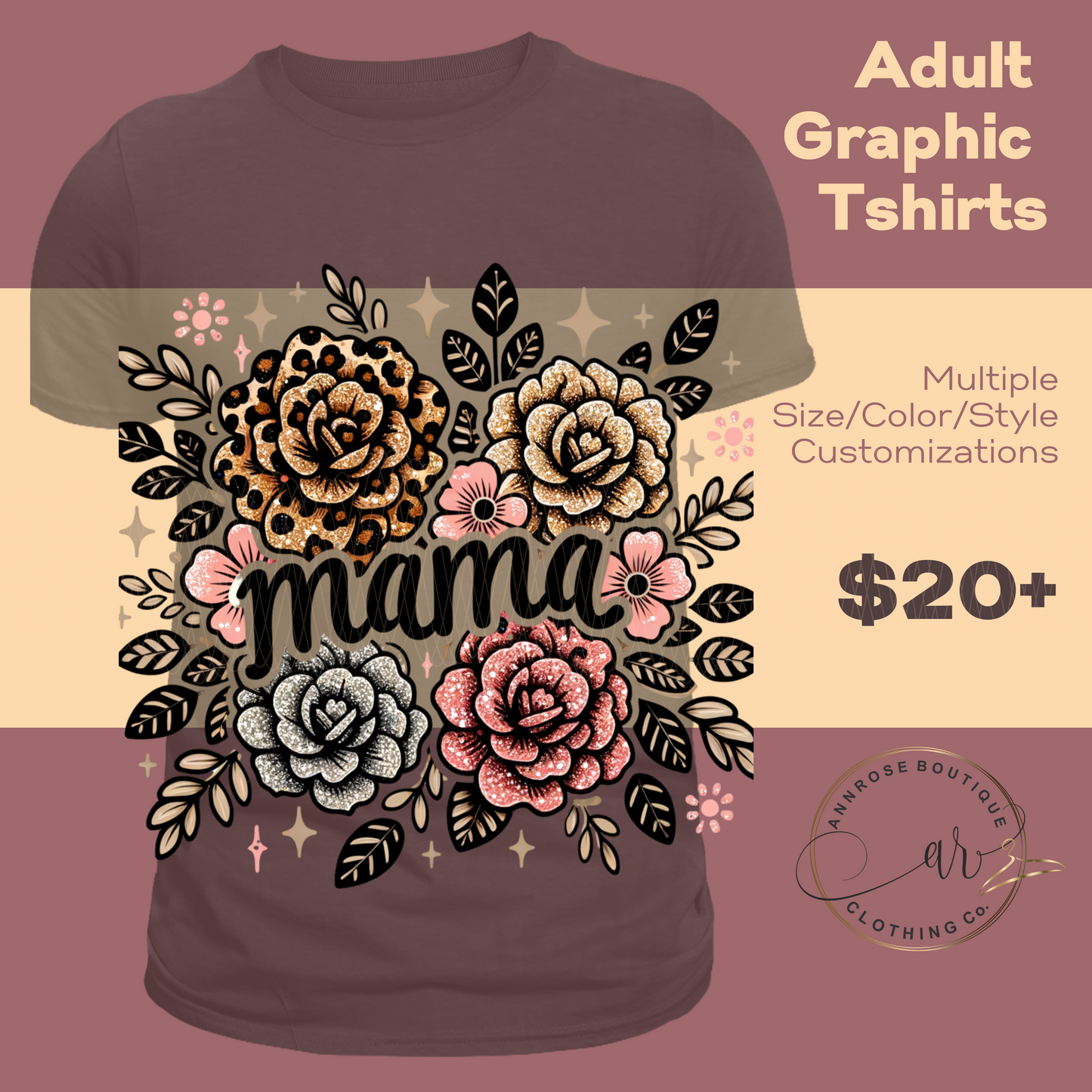 Mama Floral Leopard Graphic T-Shirt