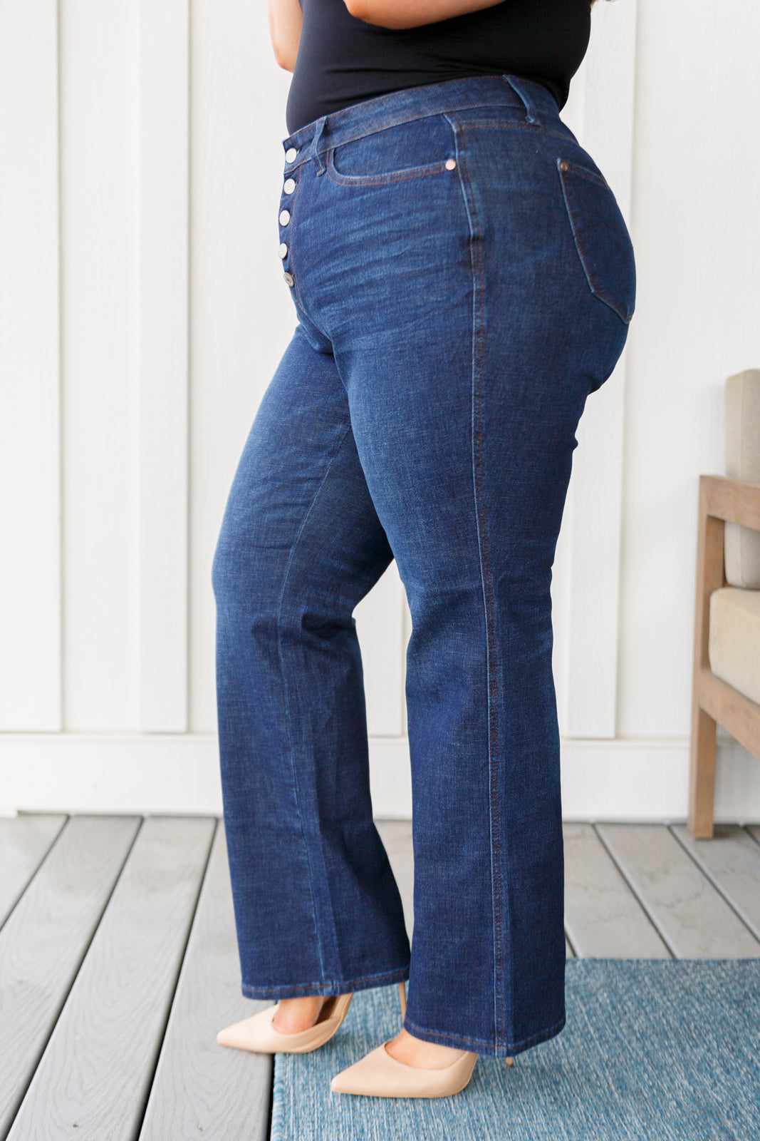 Judy Blue High Rise Button-Fly Straight Jeans