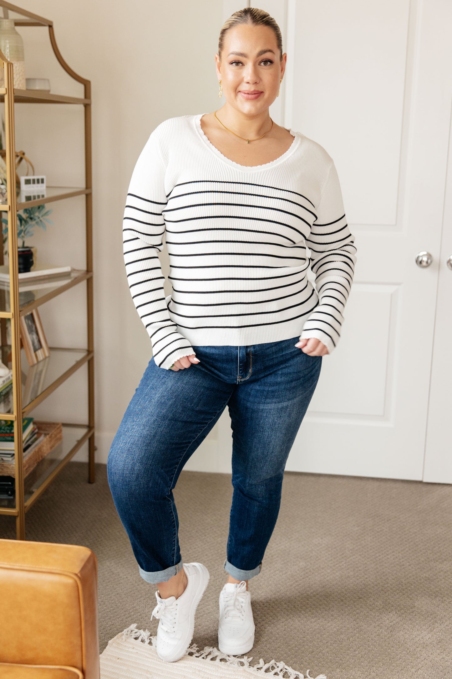 V-Neck Striped Sweater