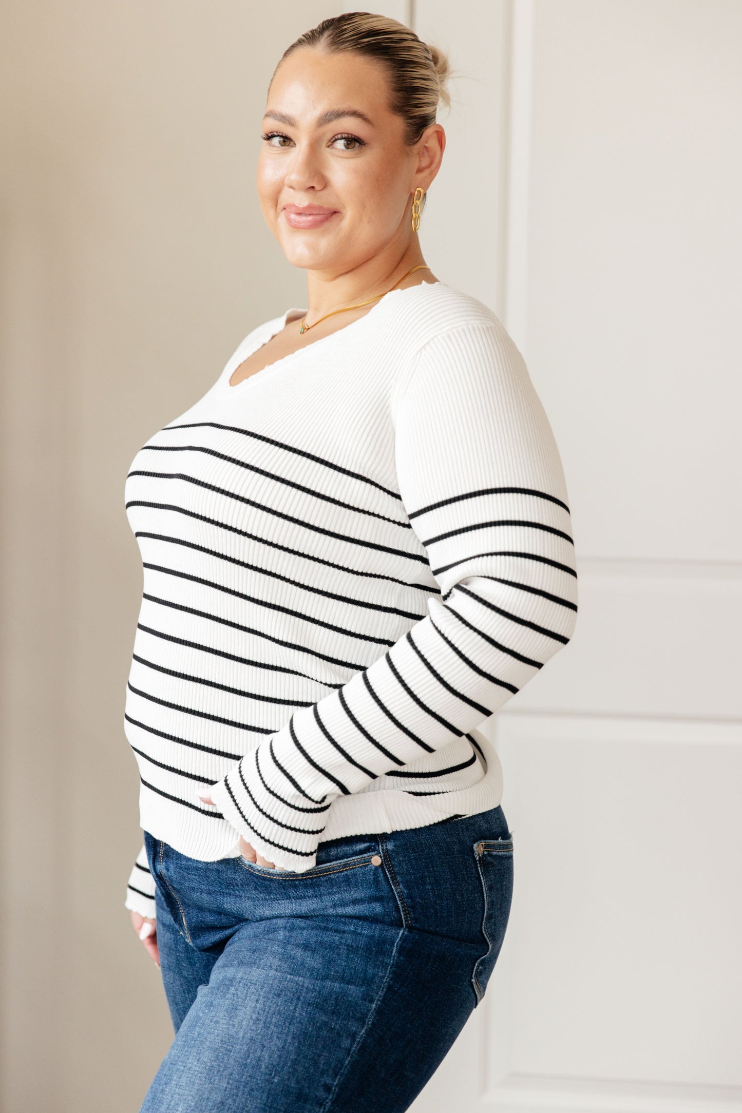 V-Neck Striped Sweater