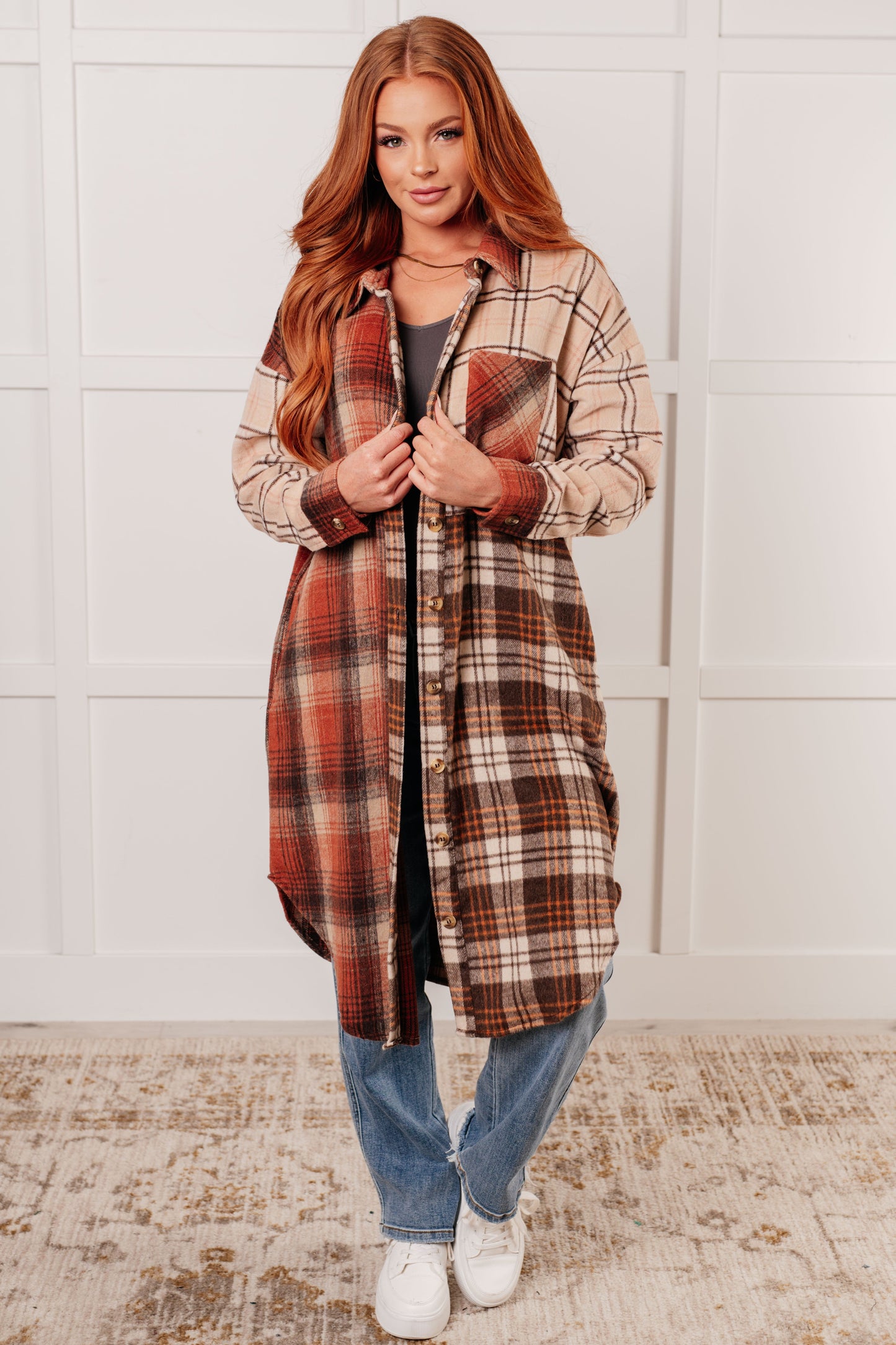 Cabin Fever Flannel Plaid Oversized Shacket Dress