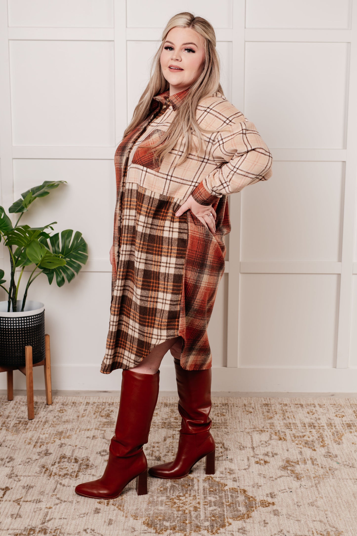 Cabin Fever Flannel Plaid Oversized Shacket Dress