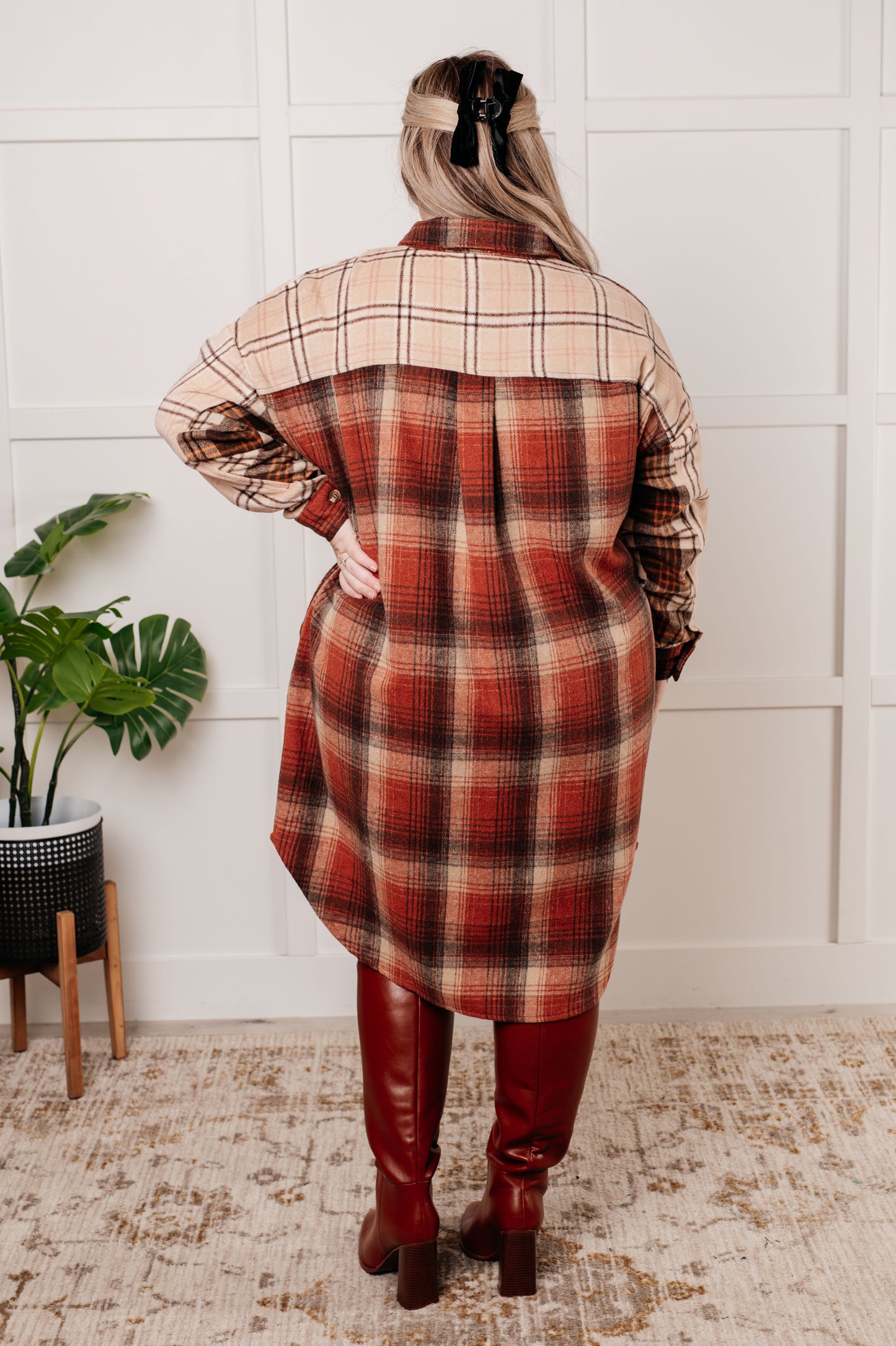 Cabin Fever Flannel Plaid Oversized Shacket Dress