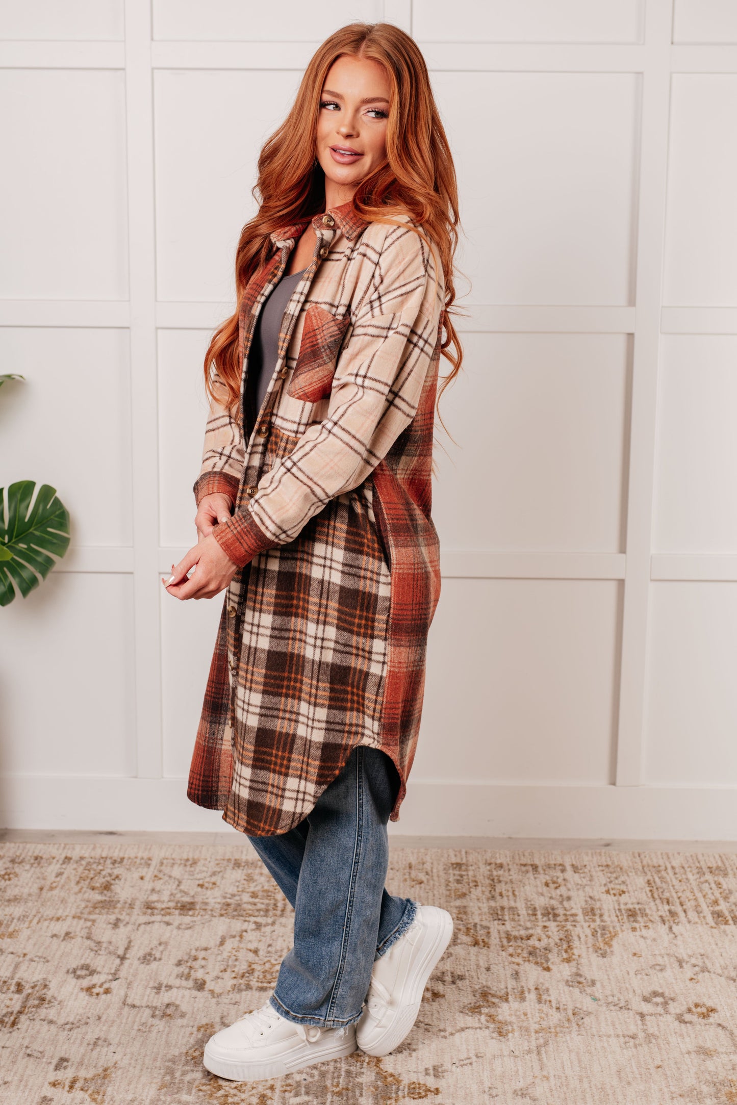 Cabin Fever Flannel Plaid Oversized Shacket Dress