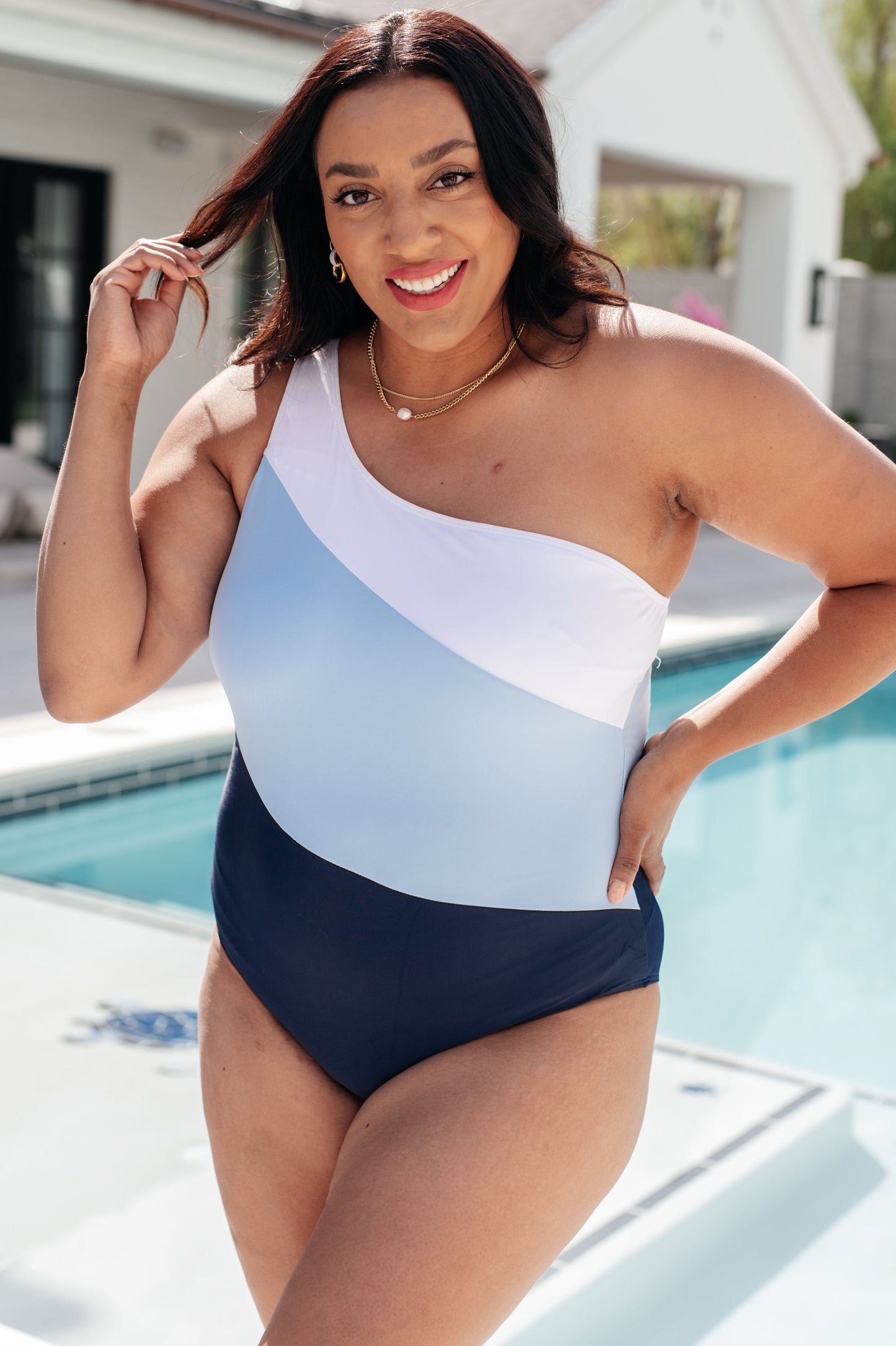 Color Block Asymmetrical Swimsuit