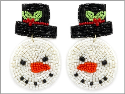 Snow Man w/ Top Hat Earring