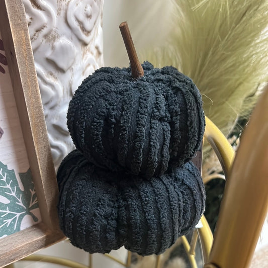 Chenille Pumpkin Stack- Black