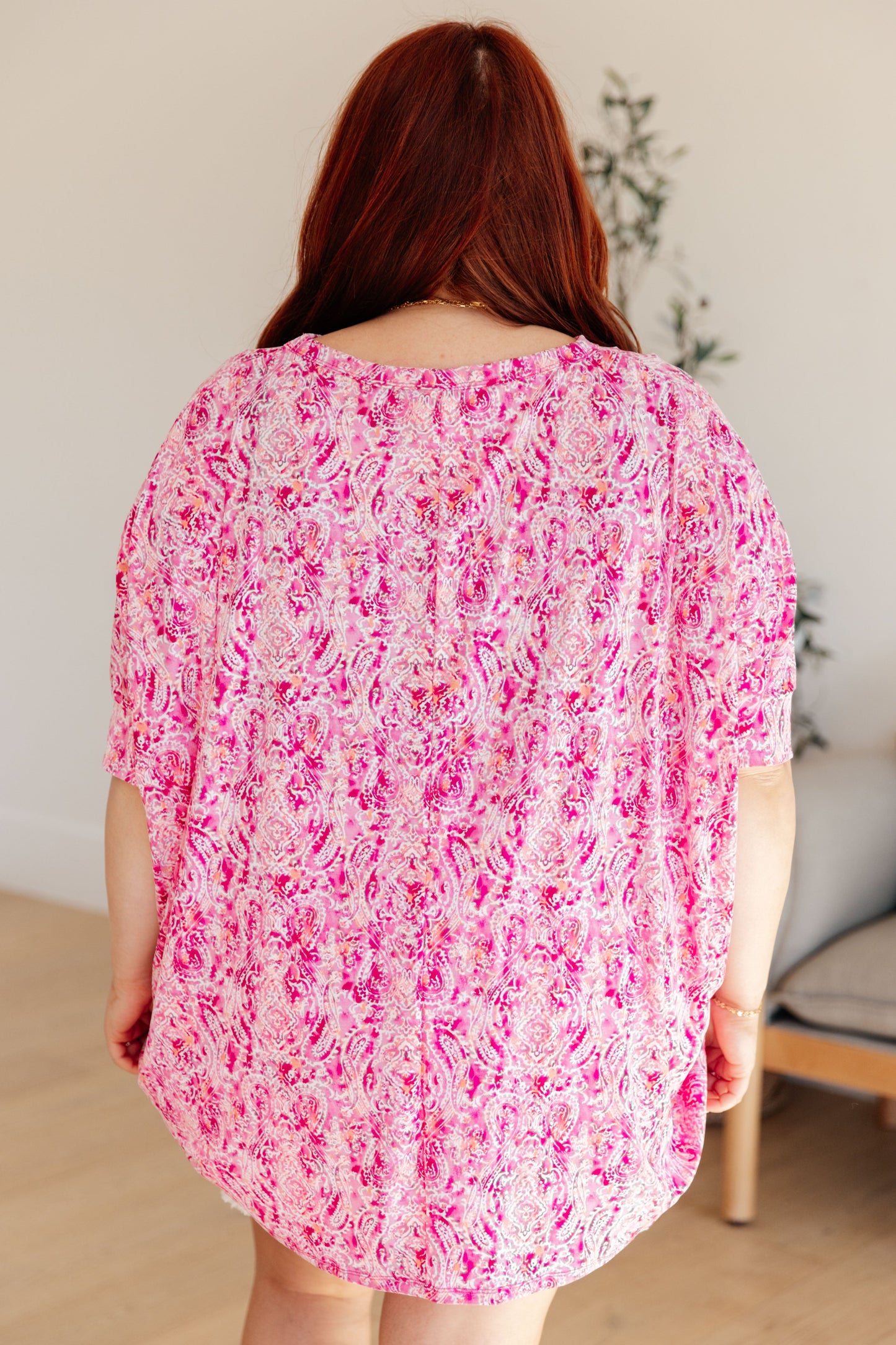 Blouse in Fuchsia and White Paisley