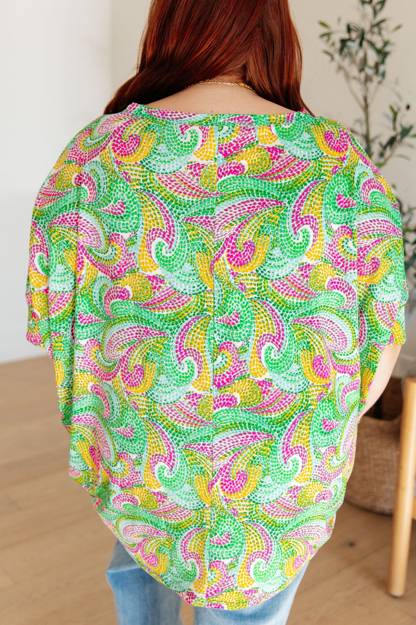 Blouse in Painted Green and Pink