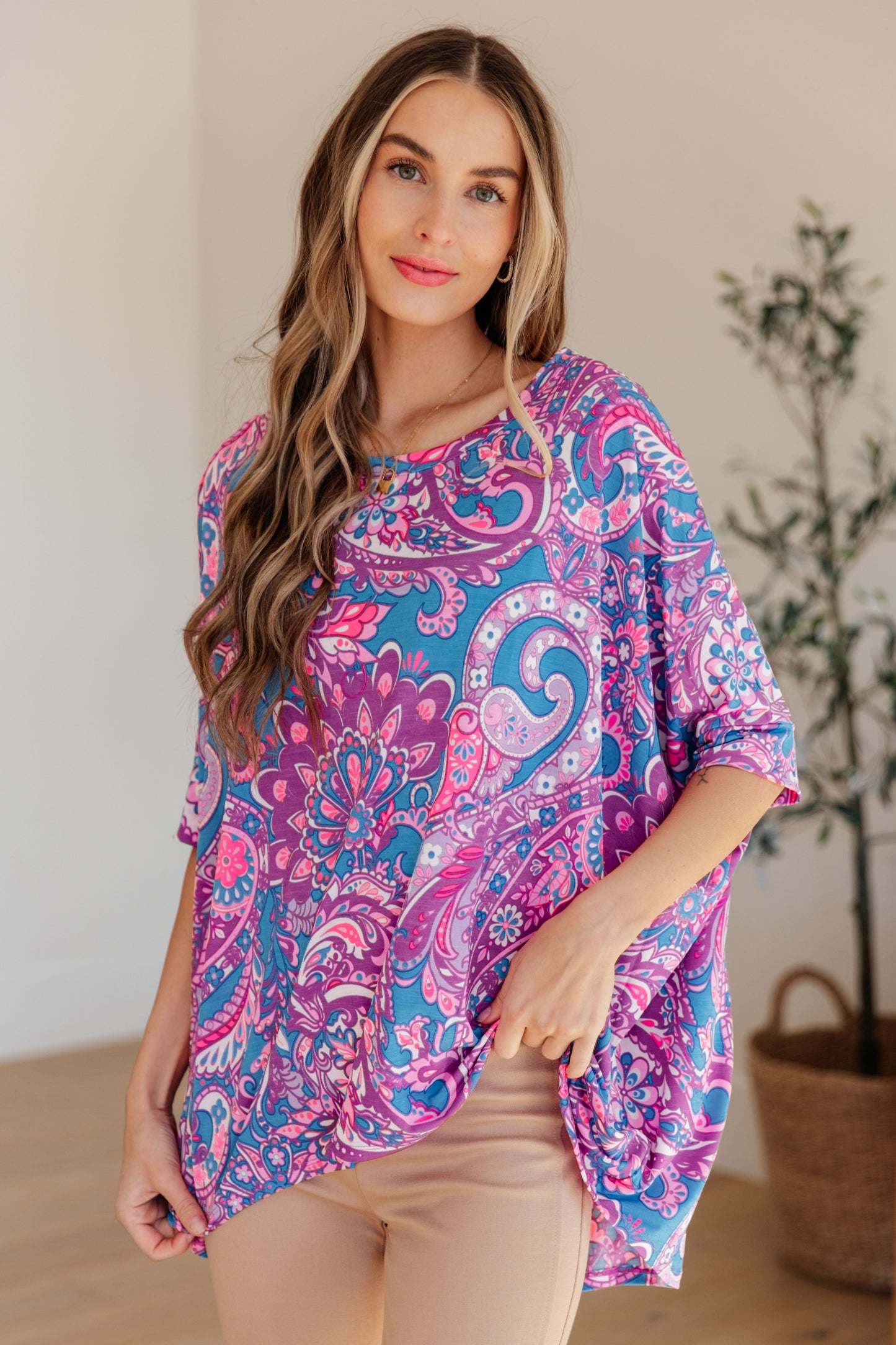 Blouse in Purple Paisley