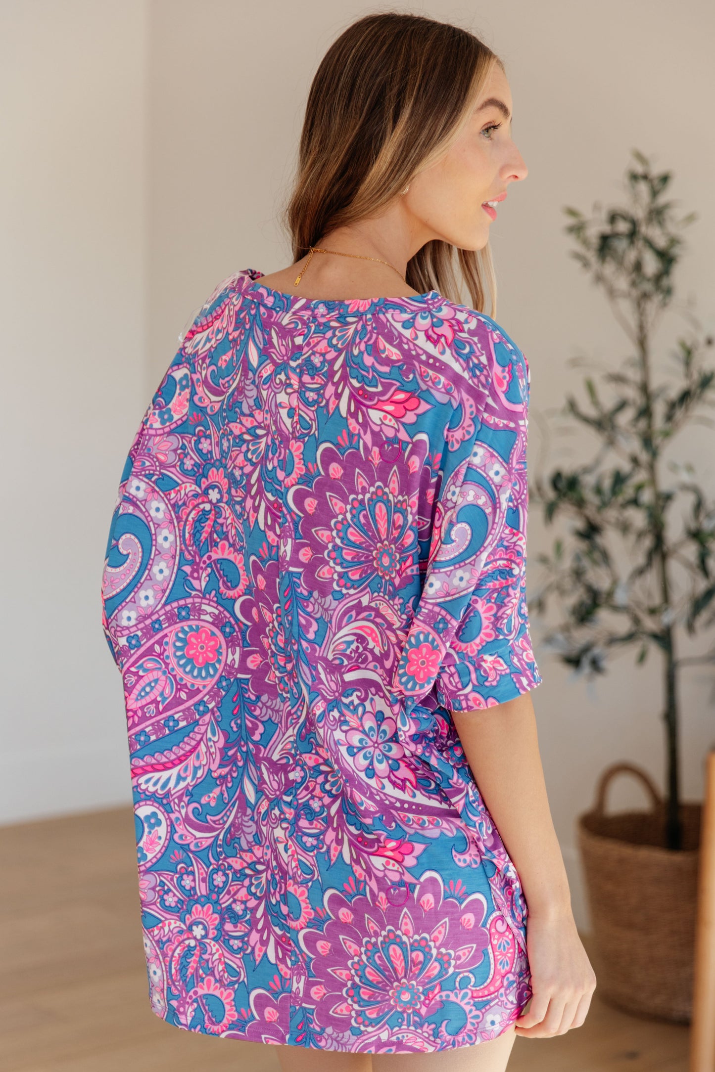 Blouse in Purple Paisley