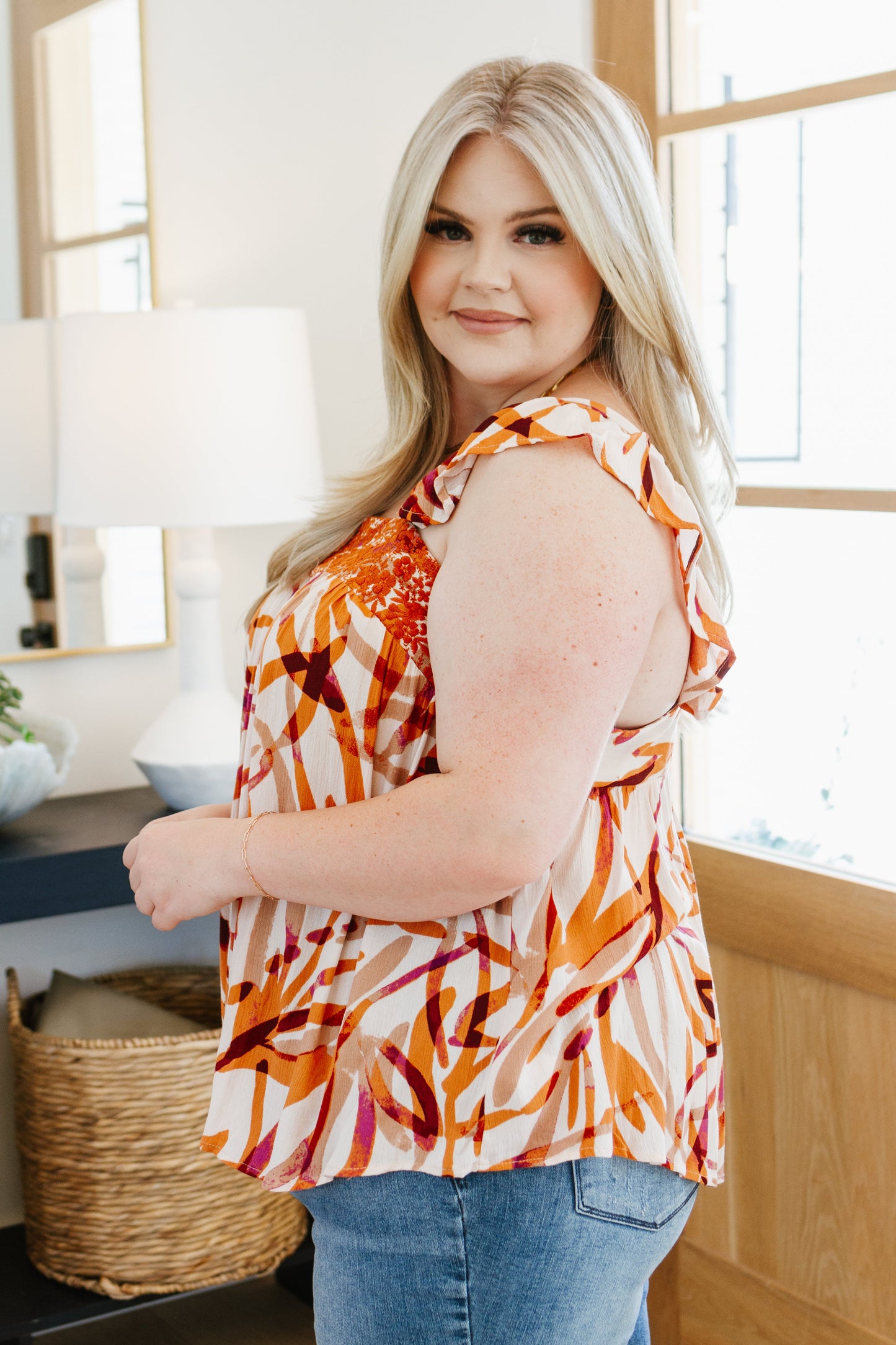 Embroidered Top in Rust