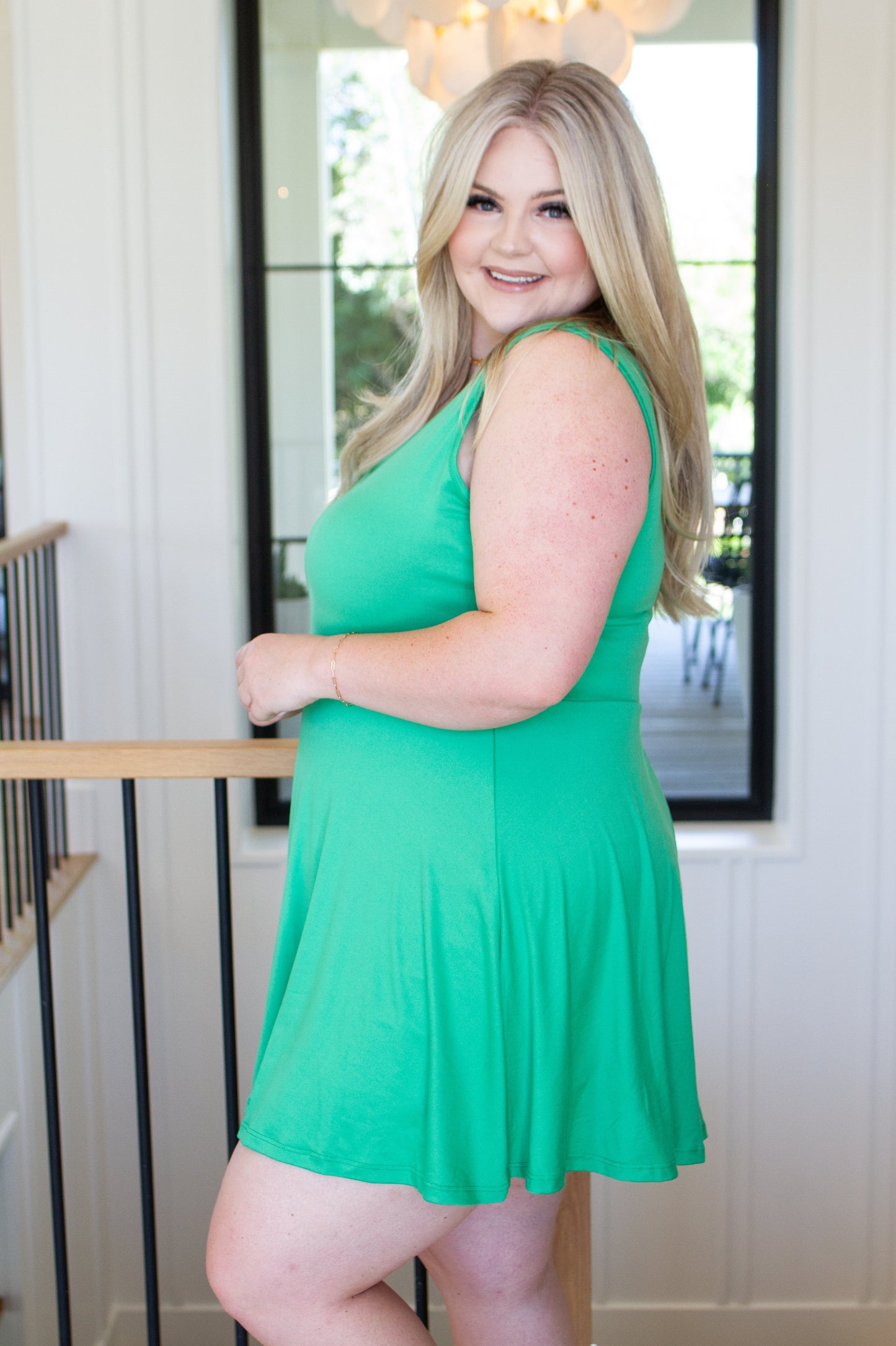 Green Sleeveless Skort Dress