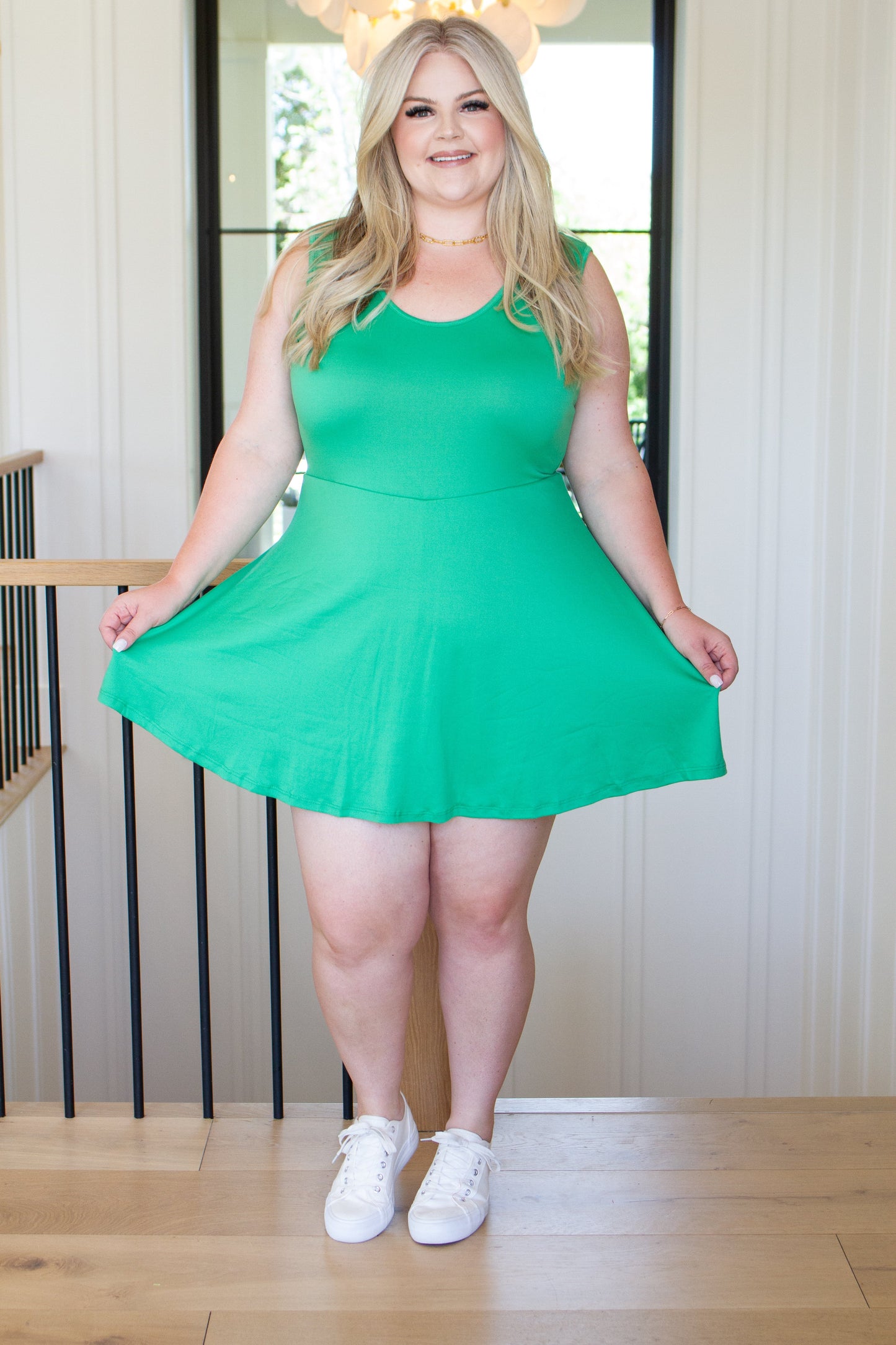 Green Sleeveless Skort Dress