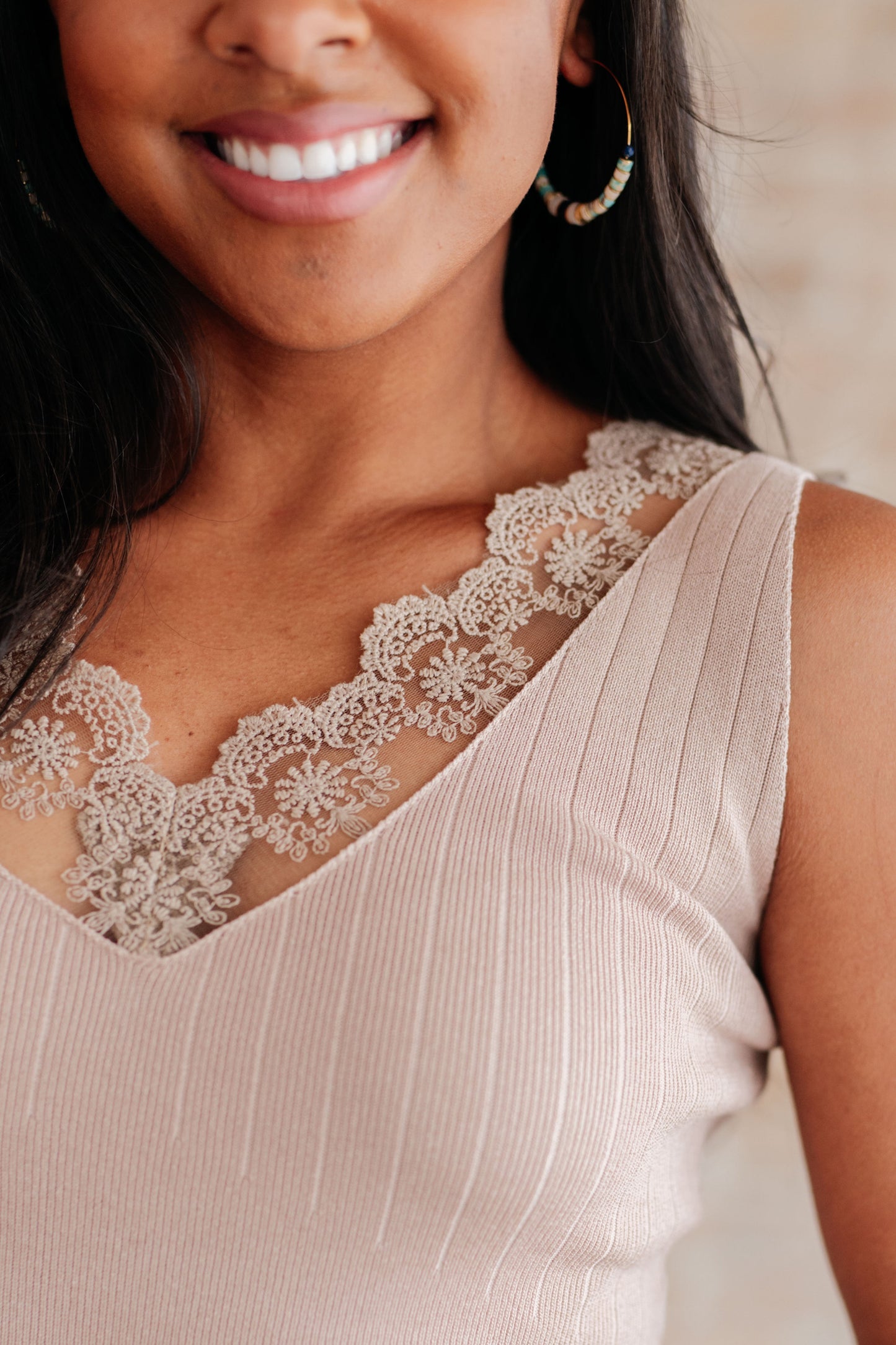 Lace Tank in Taupe