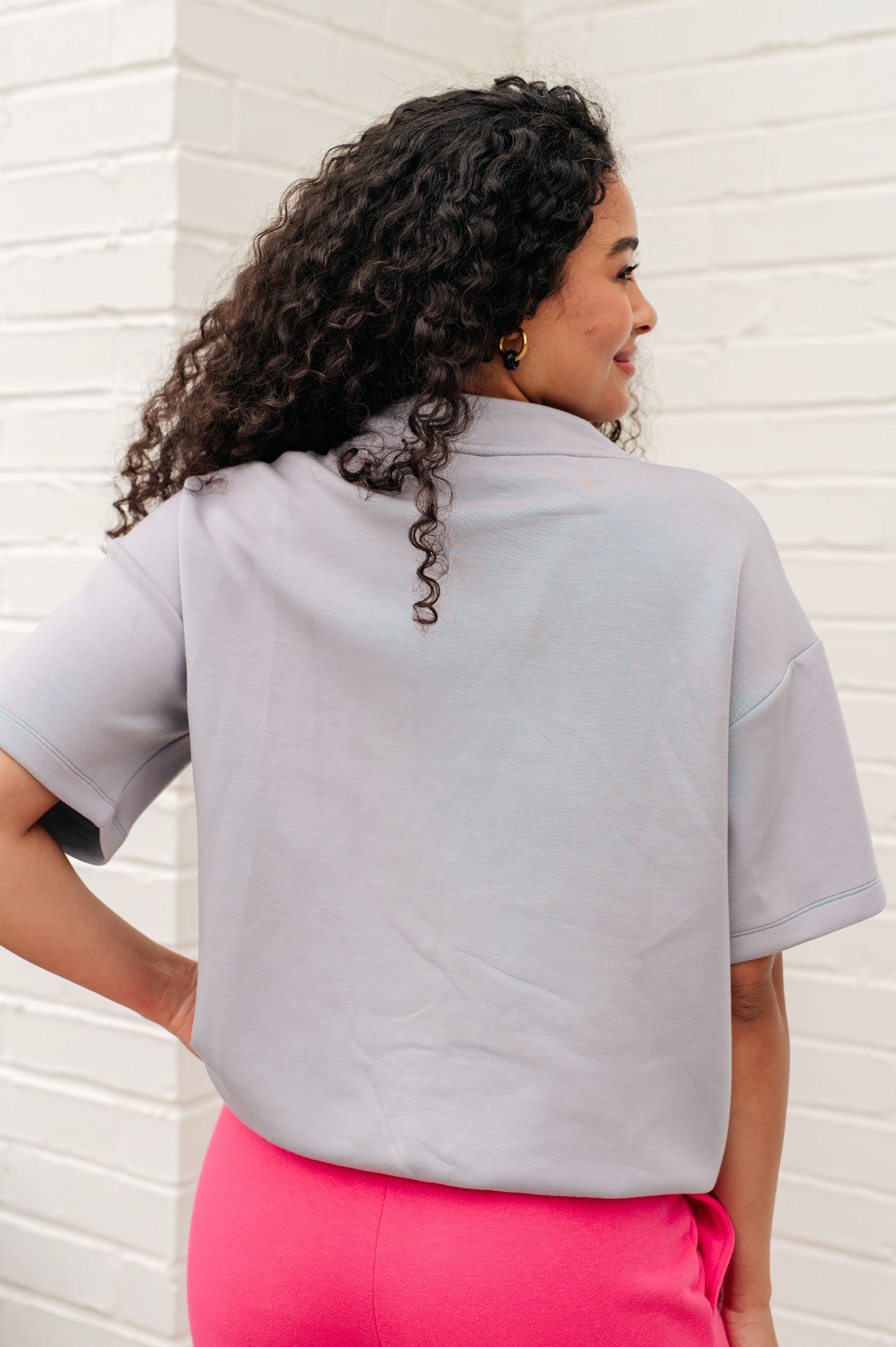 Mock Neck Top in Mystic Grey