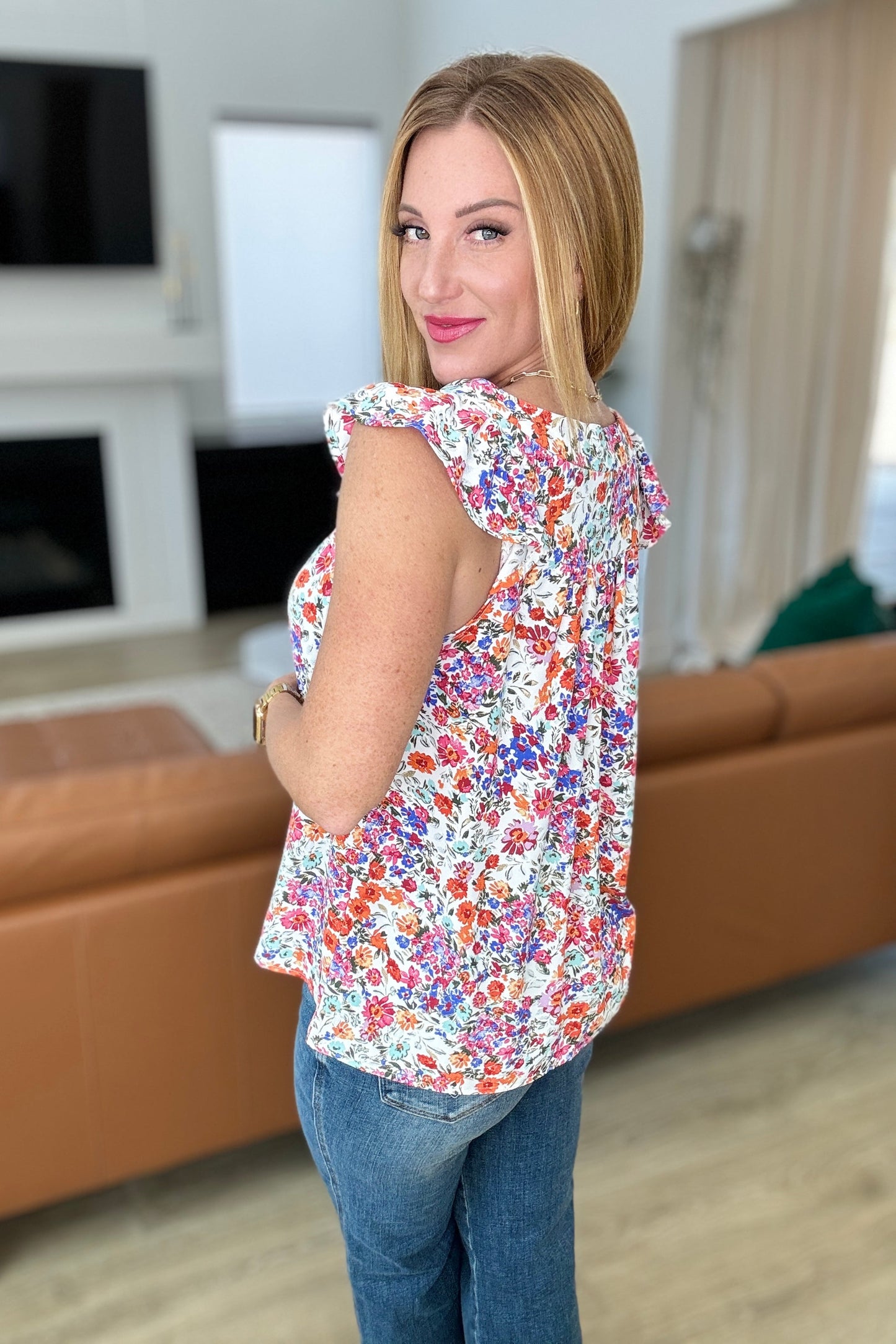 Floral Square Neck Top