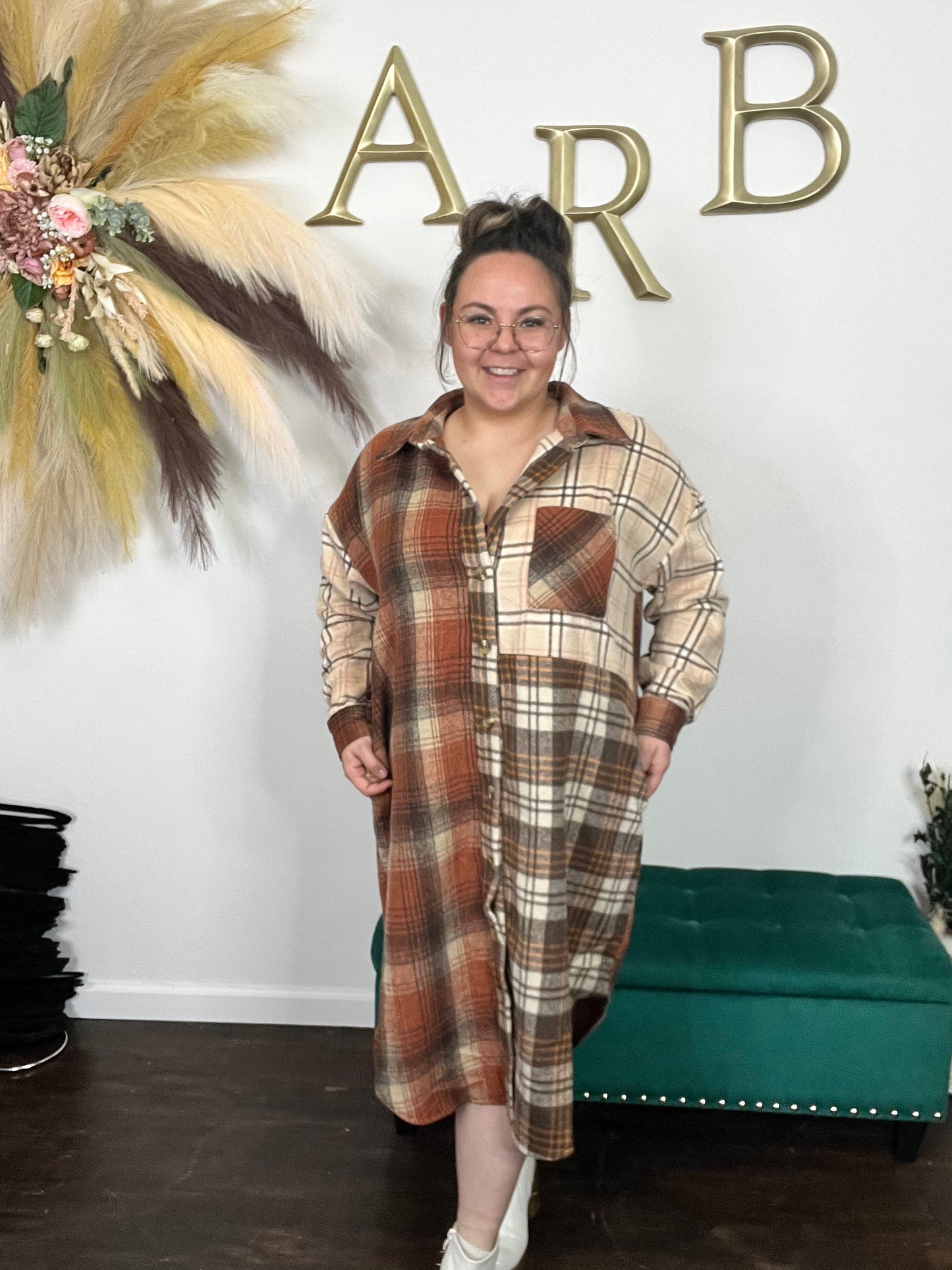 Cabin Fever Flannel Plaid Oversized Shacket Dress