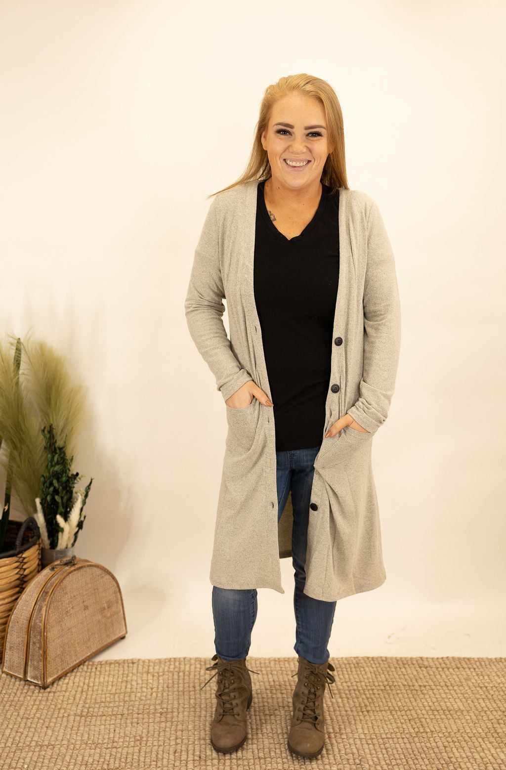 Colbie Cardigan - Heathered Oatmeal - AnnRose Boutique