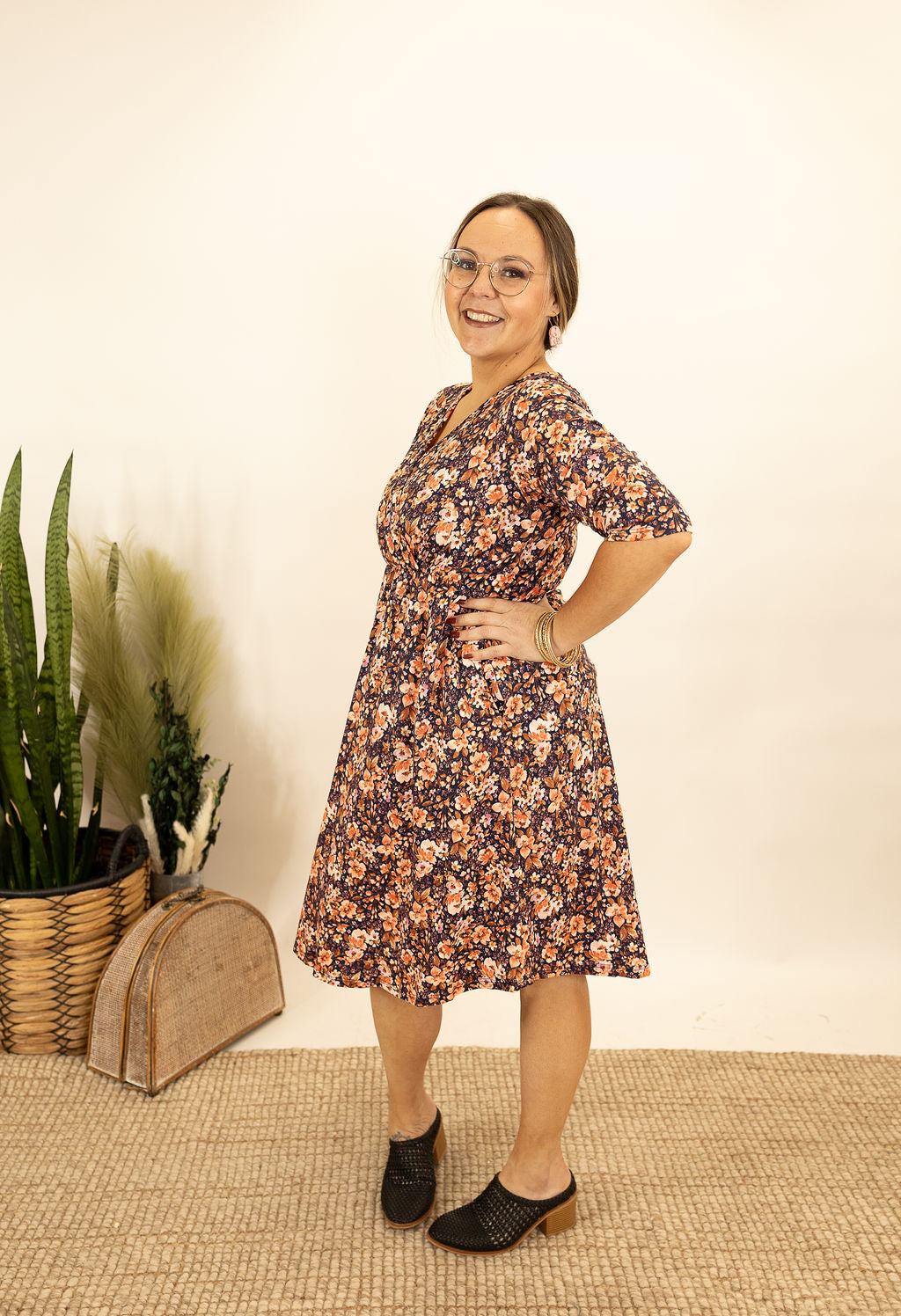 Navy Fall Floral - AnnRose Boutique