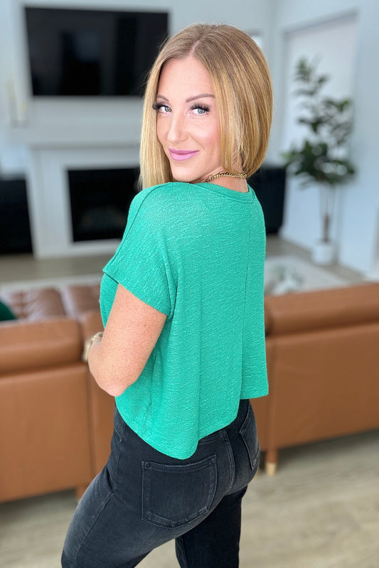 Cropped V-Neck Top in Kelly Green