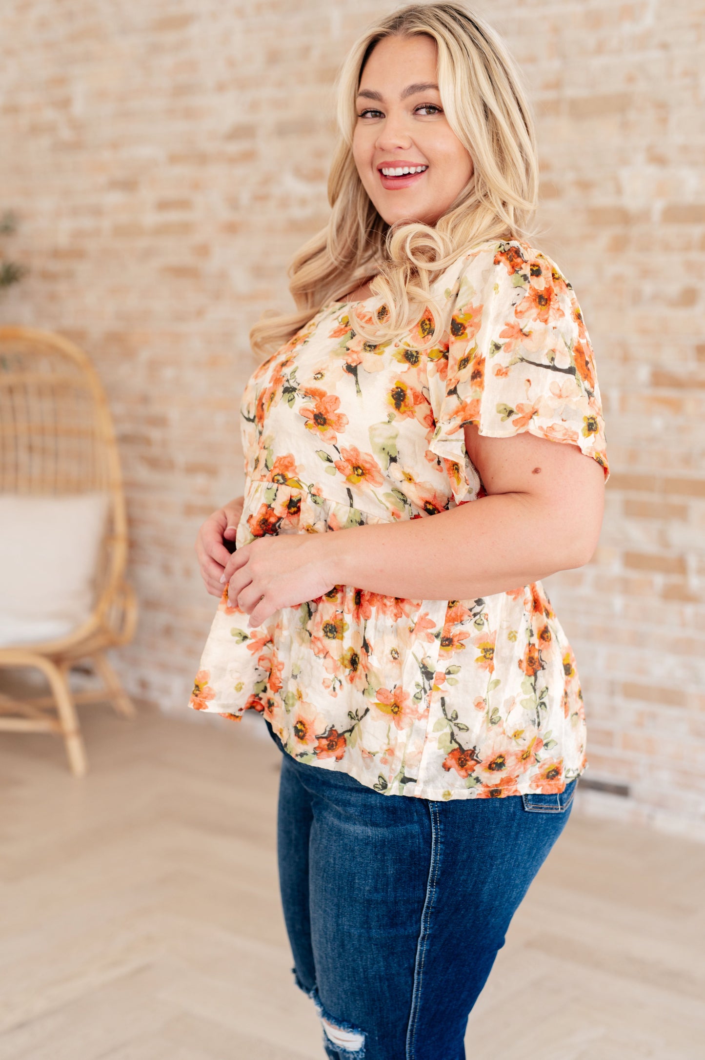 Square Neck Floral Blouse