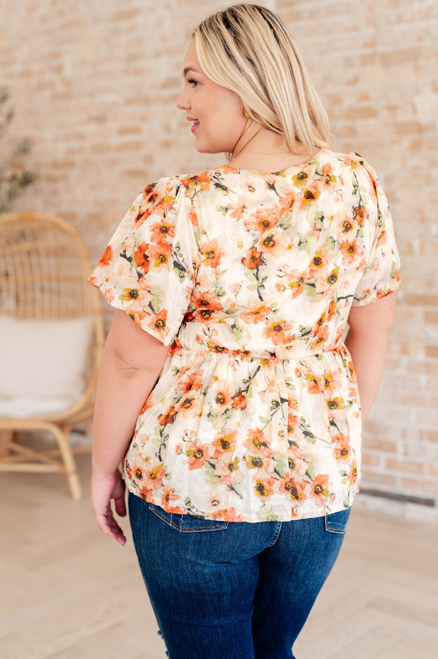 Square Neck Floral Blouse